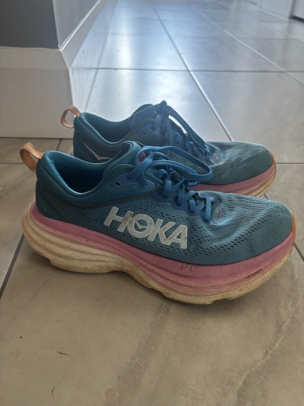Hoka  (Bondi) Women's bright & Pink Cushioned Running Sneakers